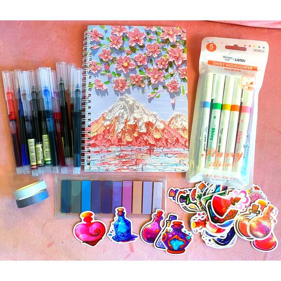 70+ Pcs Journal Notebook Pen Market Sticker Stationary School‎ Gift Set Birthday - Picture 6 of 6